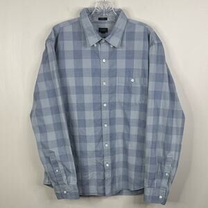 J. Crew Men's XL Slim Fit Plaid Button Down Shirt Blue Gray Long Sleeve Cotton